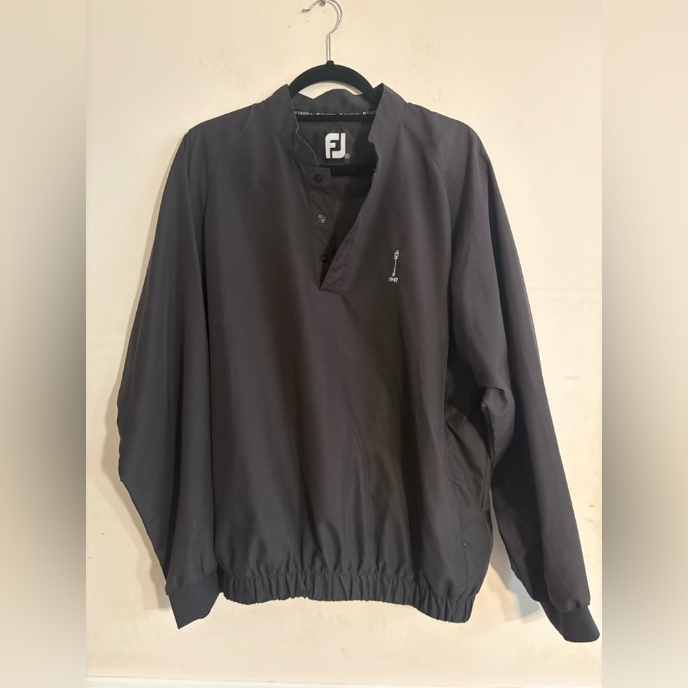 Foot Joy Mens 1/4 Zip Pullover Long Sleeve 1947 Lamp Post Logo Black Size M